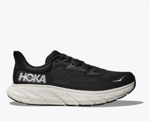 HOKA Arahi 7 Men's Running Shoes Black / White | 863159UME