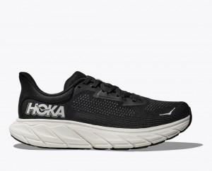 HOKA Arahi 7 Women's Running Shoes Black / White | 230591IGO