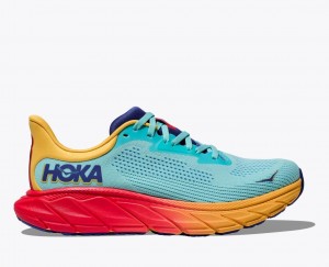 HOKA Arahi 7 Women's Running Shoes Turquoise / Orange | 135670HQP