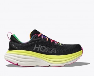 HOKA Bondi 8 Men's Running Shoes Black / Multicolor | 642301YPB