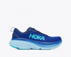 HOKA Bondi 8 Men's Running Shoes Dark Blue / Light Blue | 293406XMG