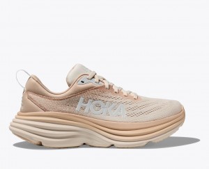 HOKA Bondi 8 Women's Running Shoes Beige / White | 890216ESL