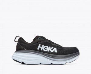 HOKA Bondi 8 Women's Running Shoes Black / White | 382609BPE