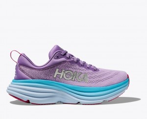 HOKA Bondi 8 Women's Running Shoes Purple / Blue | 129736CJM