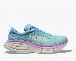 HOKA Bondi 8 Women's Running Shoes Turquoise / Blue / Purple | 534269YMT