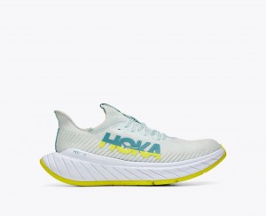 HOKA Carbon X 3 Men's Running Shoes White / Green | 849361QYE