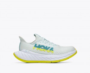 HOKA Carbon X 3 Women's Running Shoes White / Green | 729483QNL