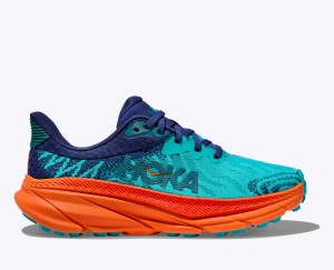 HOKA Challenger 7 Men's Trail Running Shoes Turquoise / Orange | 507963NLX