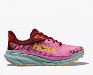 HOKA Challenger 7 Women's Trail Running Shoes Pink / Dark Red | 784092SUO