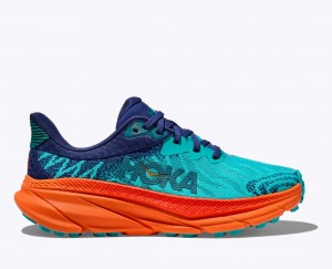 HOKA Challenger 7 Women's Trail Running Shoes Turquoise / Navy | 052946DTN