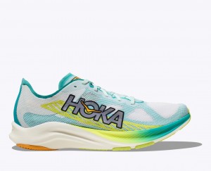 HOKA Cielo Road Men's Running Shoes White / Turquoise | 769214YHL