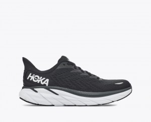 HOKA Clifton 8 Men's Running Shoes Black / White | 317602YQW