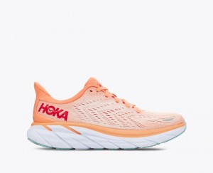 HOKA Clifton 8 Women's Running Shoes Coral | 136089TWJ