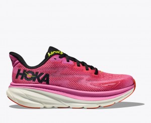 HOKA Clifton 9 Women's Running Shoes Pink / Black | 903247XNH