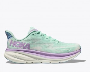 HOKA Clifton 9 Women's Running Shoes Turquoise / Purple | 471832IVS