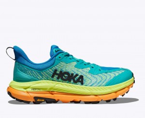 HOKA Mafate Speed 4 Men's Trail Running Shoes Turquoise / Green / Orange | 894726IUA