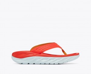 HOKA ORA Recovery Men's Flip Flops Dark Coral | 631907BTN