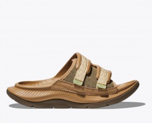 HOKA Ora Luxe Men's Slide Brown | 014298GVX