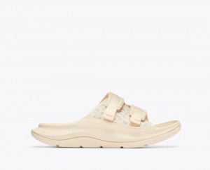 HOKA Ora Luxe Men's Slide Cream | 849502YPT