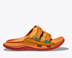 HOKA Ora Luxe Men's Slide Dark Orange | 509176TLG