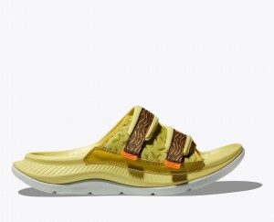 HOKA Ora Luxe Men's Slide Khaki / Brown | 764028RAS