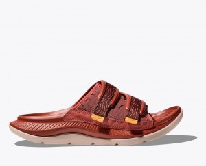 HOKA Ora Luxe Men's Slide Red Brown | 206195OZX