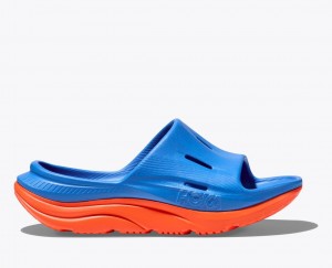 HOKA Ora Recovery 3 Kids' Slides Blue / Orange | 678342LKE