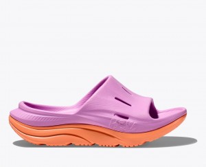 HOKA Ora Recovery 3 Kids' Slides Pink / Orange | 851037EVB