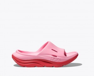 HOKA Ora Recovery 3 Kids' Slides Pink / Red | 839574ISB