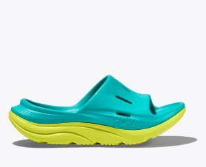 HOKA Ora Recovery 3 Kids' Slides Turquoise / Green | 127650YMP