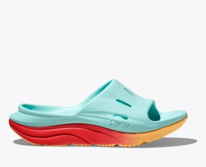 HOKA Ora Recovery 3 Women's Slide Light Turquoise / Orange | 809231EFC