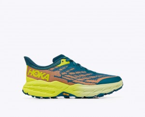 HOKA Speedgoat 5 Men's Trail Running Shoes Dark Green / Orange | 451683KHP