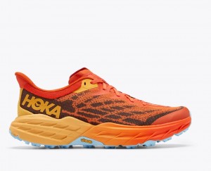 HOKA Speedgoat 5 Men's Trail Running Shoes Orange / Dark Brown | 549780OZU