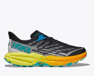 HOKA Speedgoat 5 Men's Trail Running Shoes Black / Grey / Orange | 135028WIC