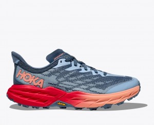 HOKA Speedgoat 5 Women's Trail Running Shoes Blue Grey / Red | 842096YJU