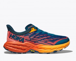 HOKA Speedgoat 5 Women's Trail Running Shoes Dark Blue / Orange | 041238RPM