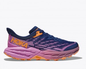 HOKA Speedgoat 5 Women's Trail Running Shoes Navy / Pink | 530489YNX