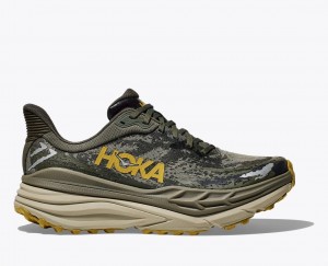 HOKA Stinson 7 Men's Trail Running Shoes Olive / Black | 693078HZU