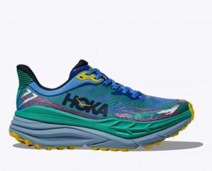 HOKA Stinson 7 Women's Trail Running Shoes Green / Blue | 231547PHB