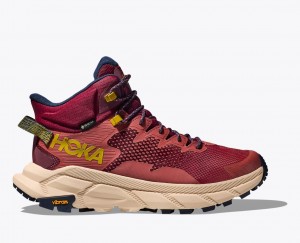 HOKA Trail Code GTX Men's Hiking Boots Red Brown | 021348ZNU