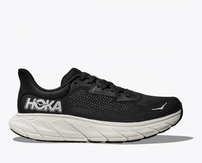 HOKA Arahi 7 Men\'s Running Shoes Black / White | 863159UME