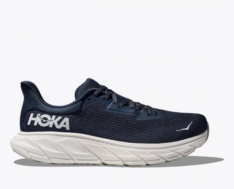 HOKA Arahi 7 Men\'s Running Shoes Navy / White | 203985OGF