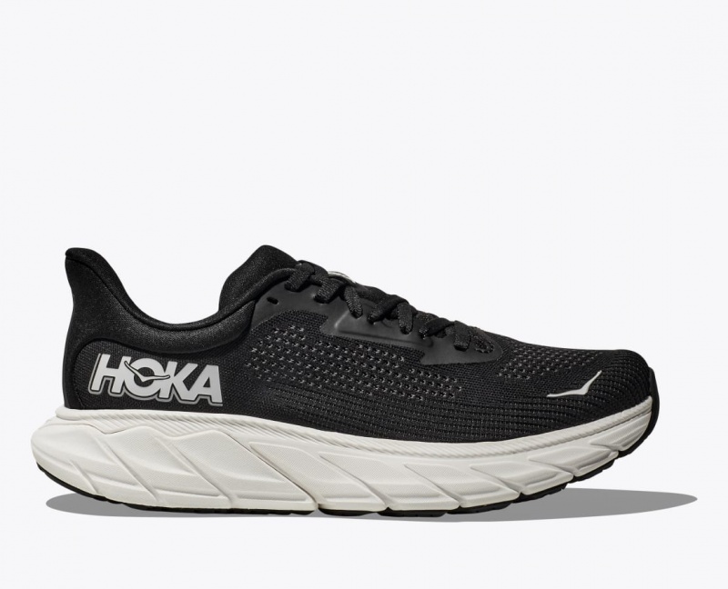 HOKA Arahi 7 Women\'s Running Shoes Black / White | 230591IGO