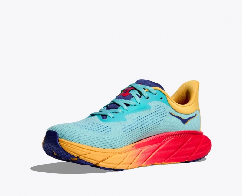 HOKA Arahi 7 Women's Running Shoes Turquoise / Orange | 135670HQP