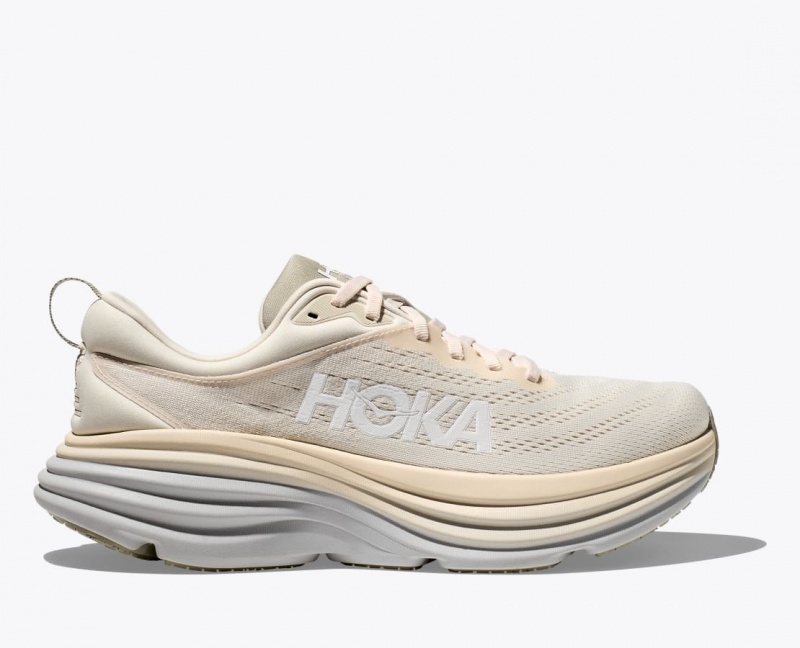 HOKA Bondi 8 Men\'s Running Shoes Beige / Grey | 346189URS