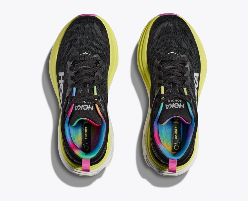 HOKA Bondi 8 Men's Running Shoes Black / Multicolor | 642301YPB