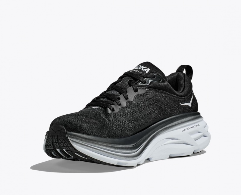 HOKA Bondi 8 Men's Running Shoes Black / White | 957208CJF