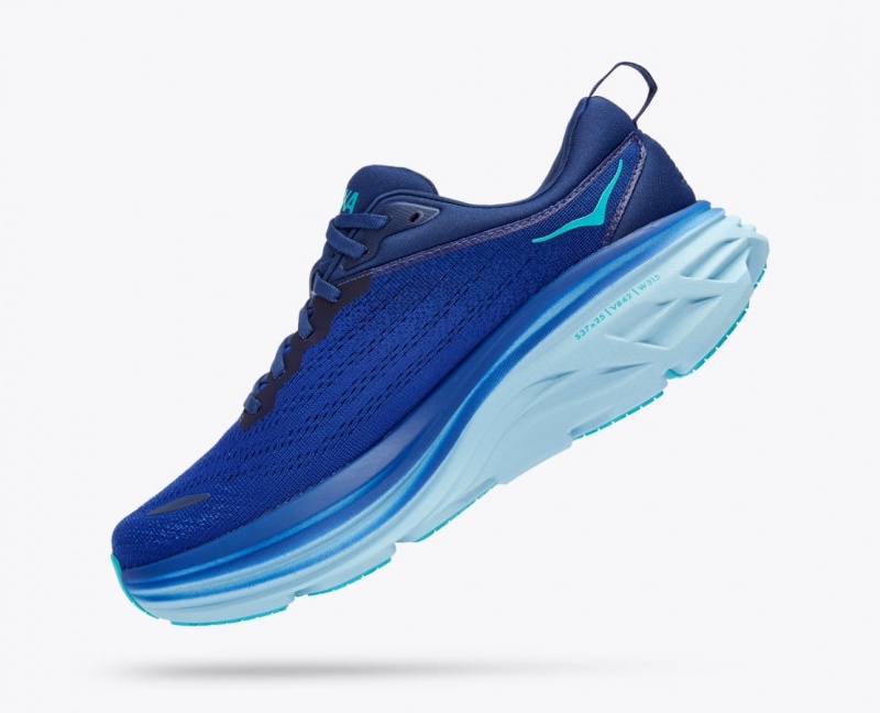 HOKA Bondi 8 Men's Running Shoes Dark Blue / Light Blue | 293406XMG