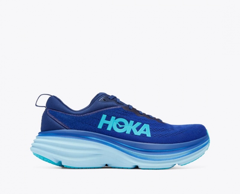 HOKA Bondi 8 Men\'s Running Shoes Dark Blue / Light Blue | 293406XMG