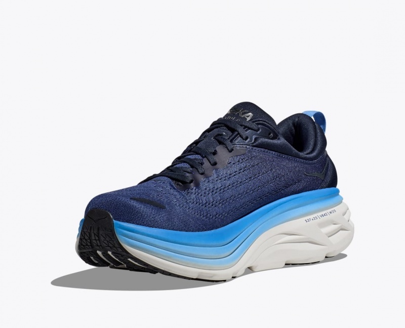 HOKA Bondi 8 Men's Running Shoes Dark Blue / Blue | 039261YHZ